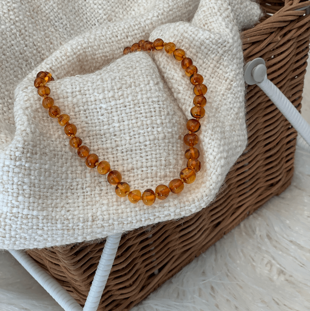 Baby Amber Teething Necklace colour HONEY