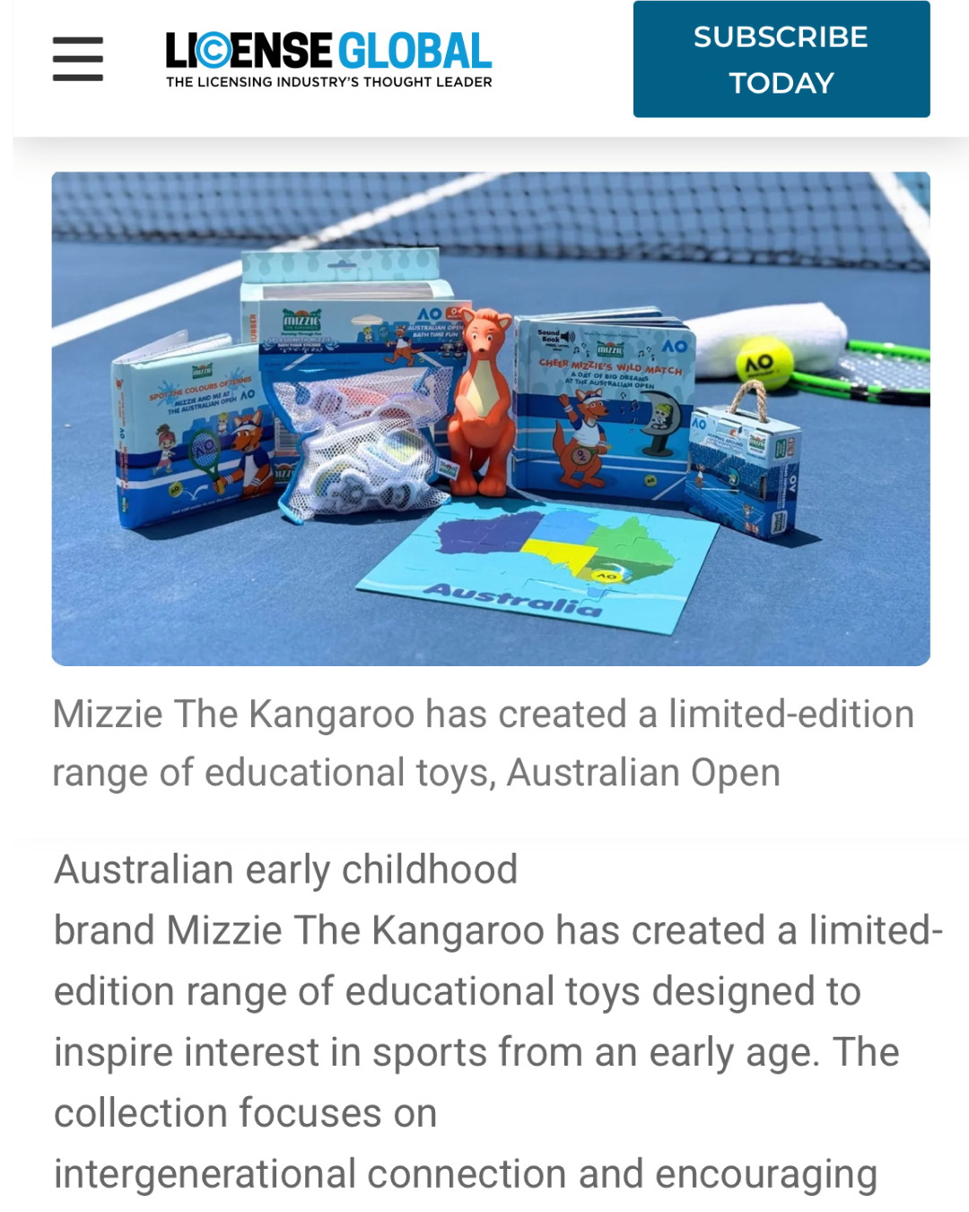 Australian Open Unveils 2026 Collections with Global Brand Partnerships x Mizzie The Kangaroo
