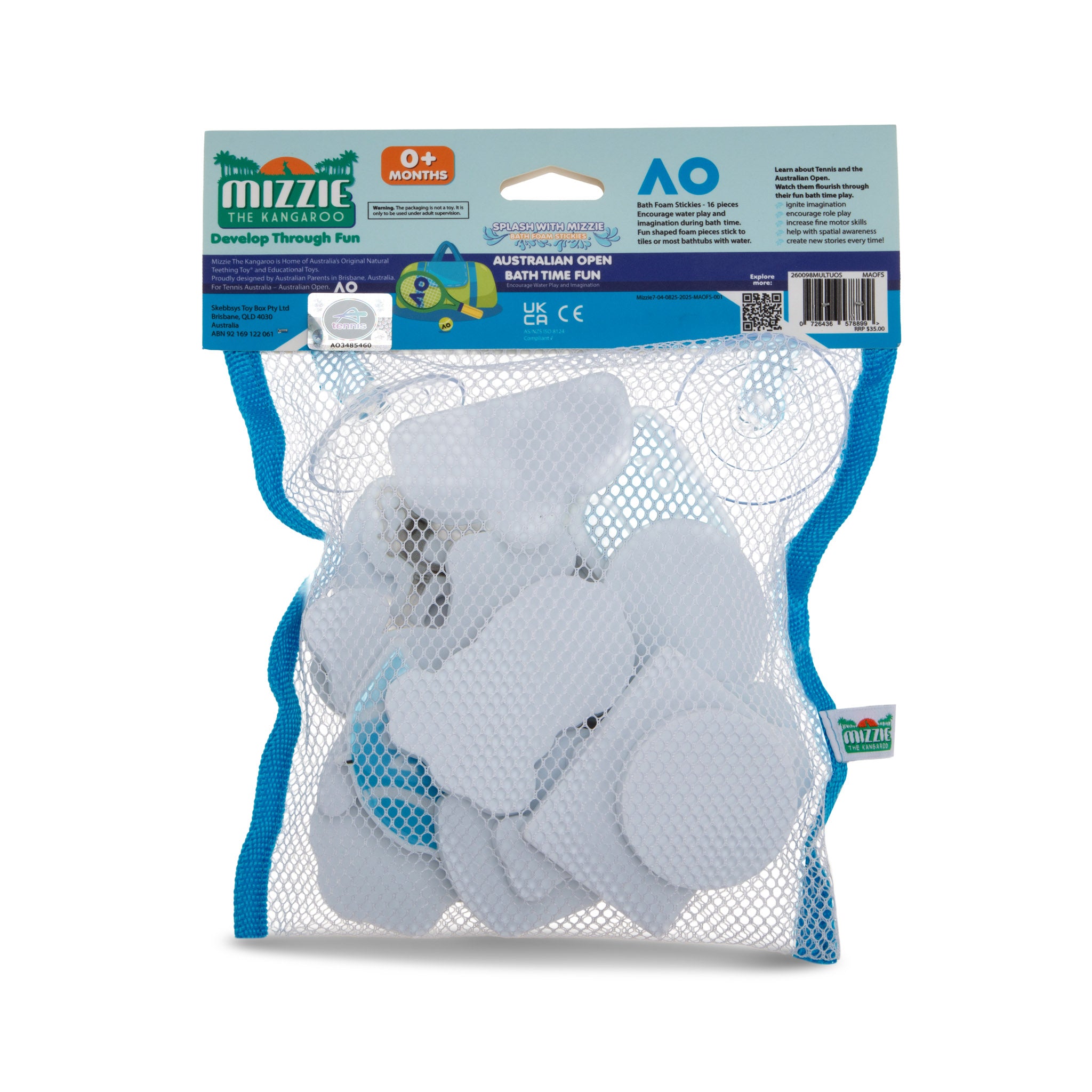 Mizzie x AO Bath Foam Stickies at the Australian Open Bath Toy