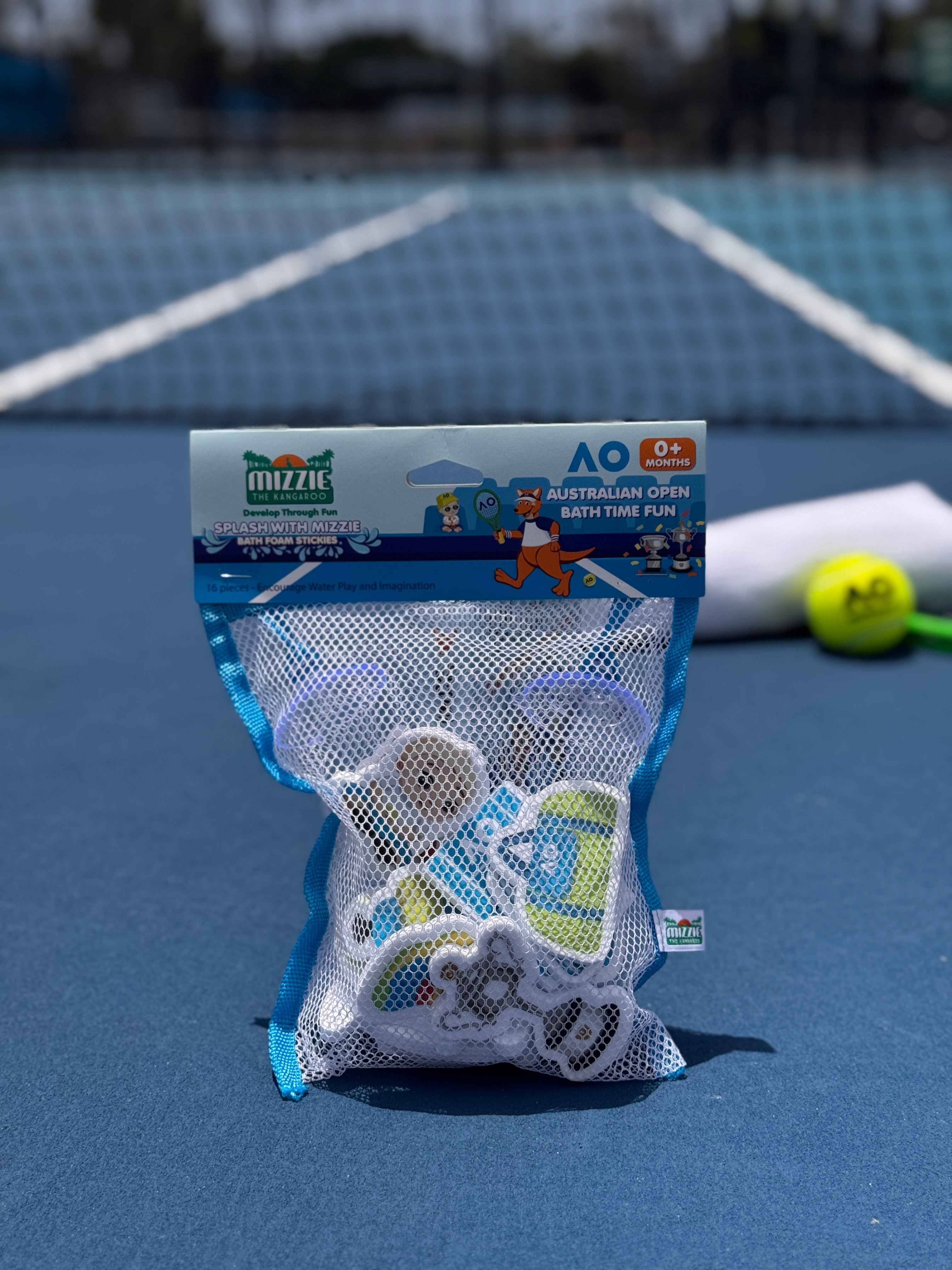 Mizzie x AO Bath Foam Stickies at the Australian Open Bath Toy