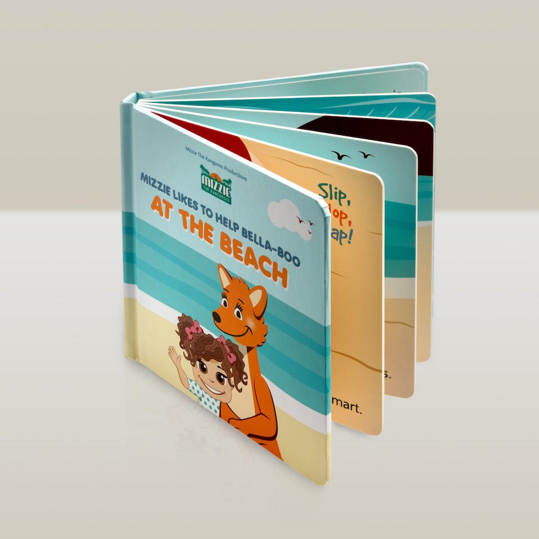 Mizzie The Kangaroo At the Beach Baby Board Book Educational Toy