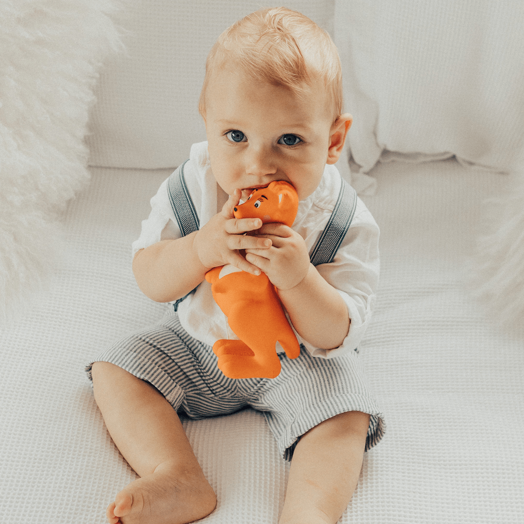 Boy with Baby Teething Toy 100% Natural Rubber